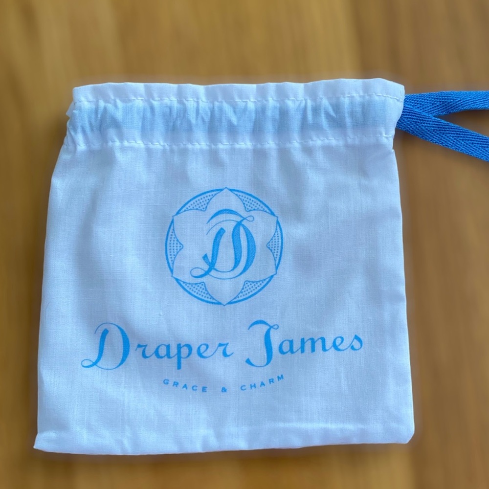 Draper James Jewelry Dust Bag — White with Blue Details